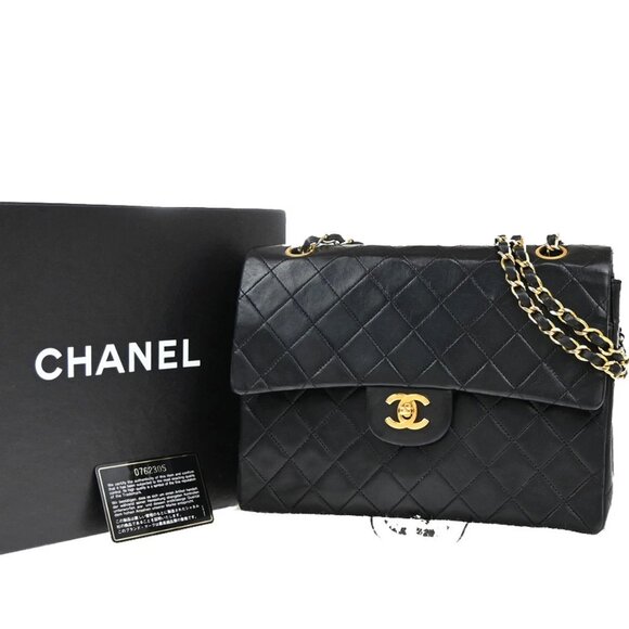 CHANEL CC Matelasse 25 Double Flap Chain Shoulder Bag Leather Black GHW 805RF615 - Picture 1 of 16